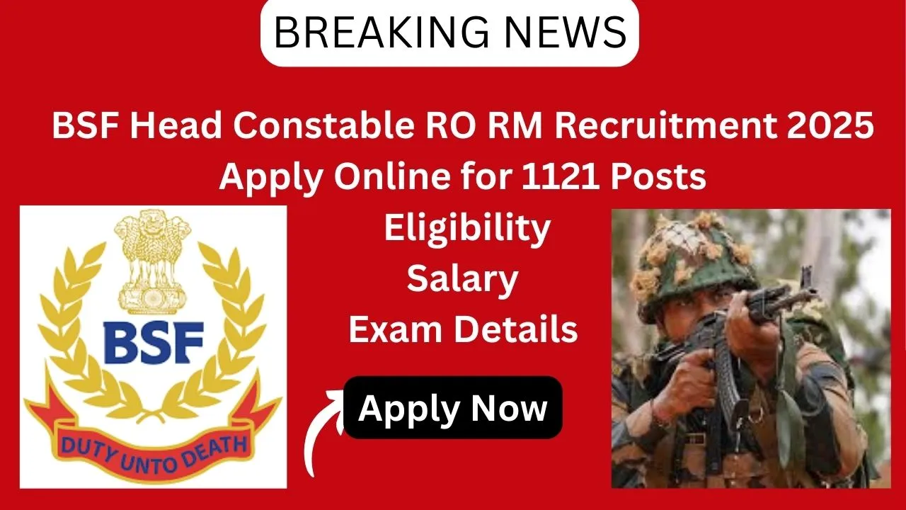 BSF Head Constable RO RM Recruitment 2025 1121 Posts
