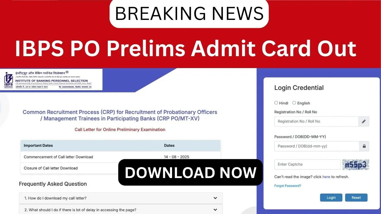 IBPS PO Prelims Admit Card 2025 Released