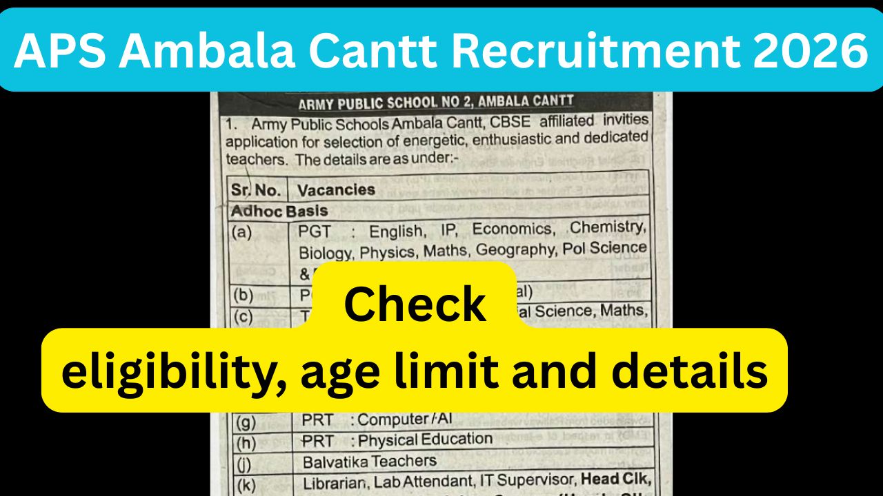 APS Ambala Cantt Recruitment 2026