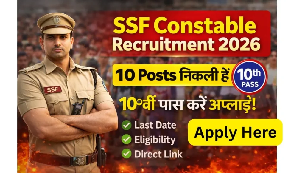 SSF Constable Recruitment 2026: 10 Posts, Apply Online Start