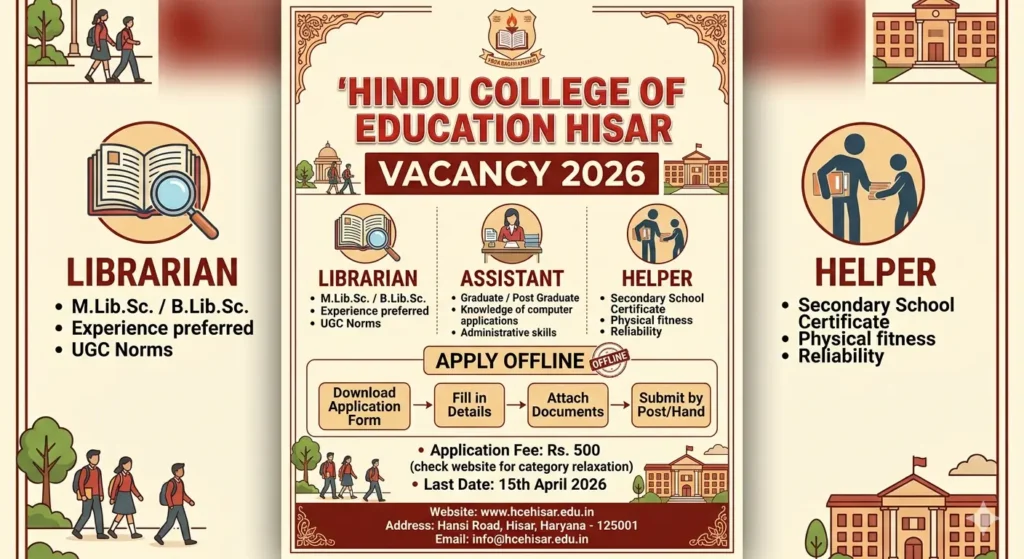 Hindu College of Education Hisar Vacancy
